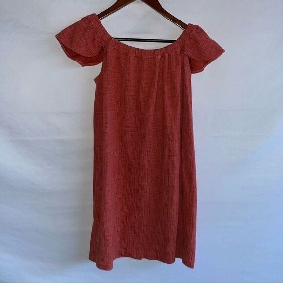 Madewell Coral Pink Button Front Cap Sleeve Dress - Picture 6 of 7